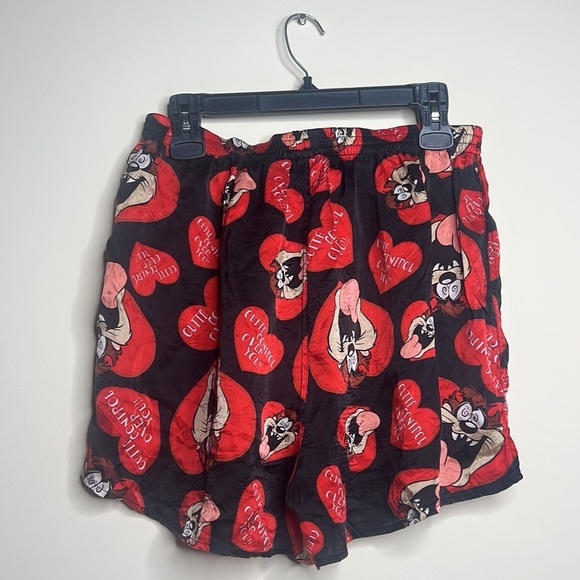 Vintage Disney Silk Boxer Shorts Tasmanian Devil Print Hearts Valentines XL - Picture 9 of 11